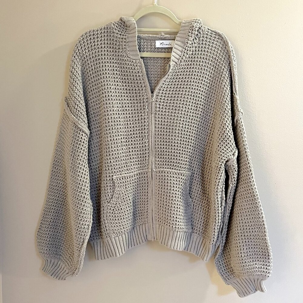 Miracle thick knit oversized sweater jacket with hood